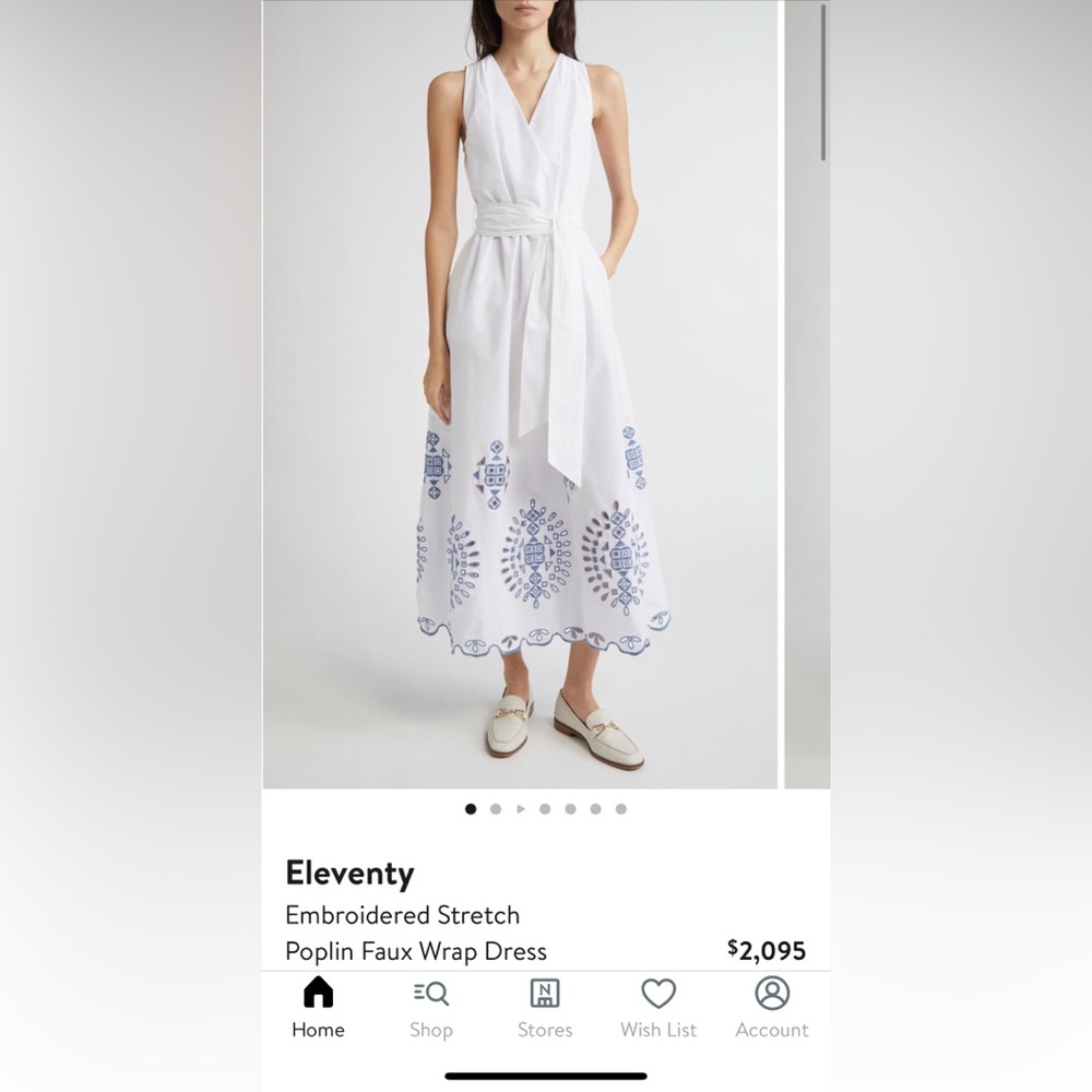ELEVENTY - Embroidered Stretch Poplin Faux Wrap Dress